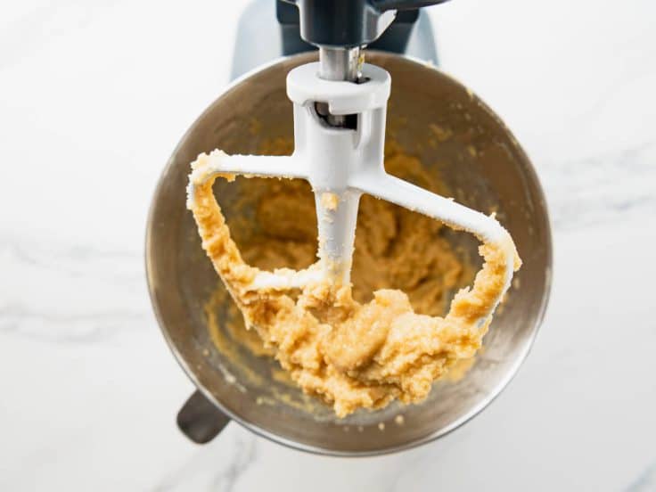 Cookie dough after adding eggs and wet ingredients.