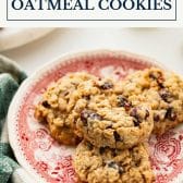 Oatmeal cranberry cookies with a text title box at the top.