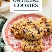 Oatmeal cranberry cookies with a text title overlay.