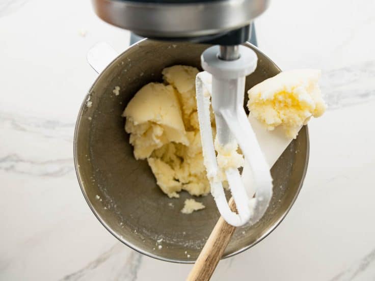 Creamed butter and sugar in a stand mixer.