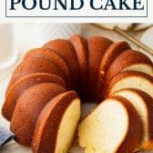 Buttermilk pound cake with a text title box at the top.
