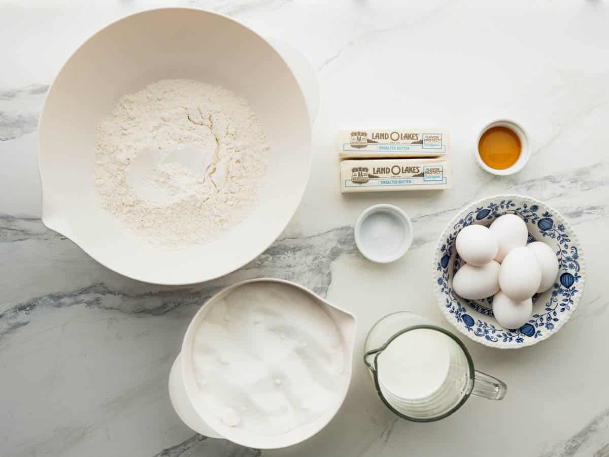 Ingredients for buttermilk pound cake.