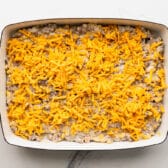 Cheese on top of the casserole.