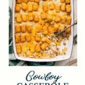 Cowboy casserole with a text title at the bottom.