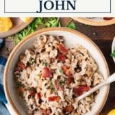 Hoppin john recipe with a text title box at the top.