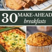Collage image of make ahead breakfast recipes.