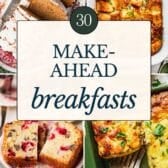 Collage image of make ahead breakfast recipes.