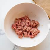 Meatball mixture in a bowl.