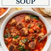 Meatball soup with a text title box at the top.