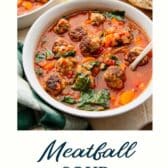 Meatball soup with a text title at the bottom.