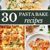 Pasta bake recipes collage.