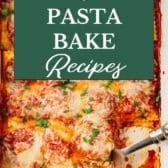 Pasta bake recipes collage.