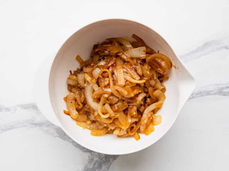 Caramelized onions in a bowl.