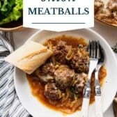 French onion meatballs with a text title overlay.