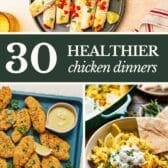 Collage image of healthy chicken dinners.