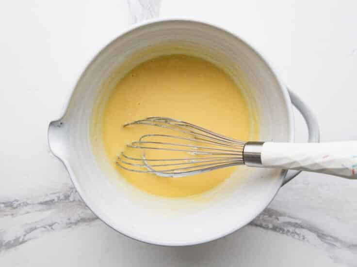 Whisking the buttermilk pie filling.