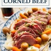 Crock Pot corned beef and cabbage with a text title box at the top.