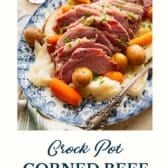 Crock Pot corned beef and cabbage with a text title at the bottom.