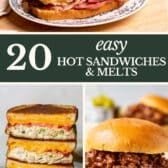 Collage of easy hot sandwiches and melts.