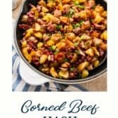 Corned beef hash with a text title at the bottom.