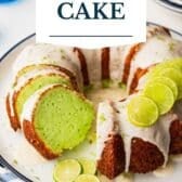 Key lime cake with a text title overlay.