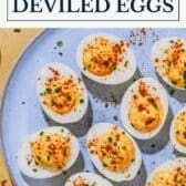 Southern deviled eggs with a text title box at the top.