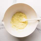 Stirring together the mayo dressing.