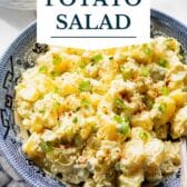 Southern potato salad with a text title overlay.