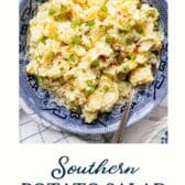 Southern potato salad with a text title at the bottom.