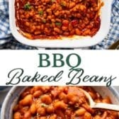 Long collage image of BBQ baked beans.