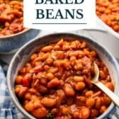 BBQ baked beans with a text title overlay.