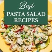 Collage image of the 13 best pasta salad recipes.