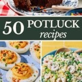 Collage image of the best potluck recipes.