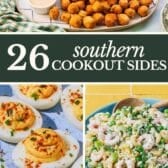 Collage image of Southern cookout side dishes.