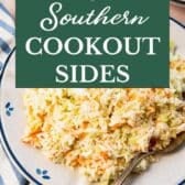 Collage image of Southern cookout side dishes.
