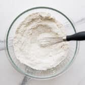 Whisking together the dry ingredients for the cobbler crust.