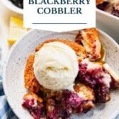 Blackberry cobbler with a text title overlay.