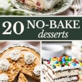 Collage image of easy no-bake summer desserts.
