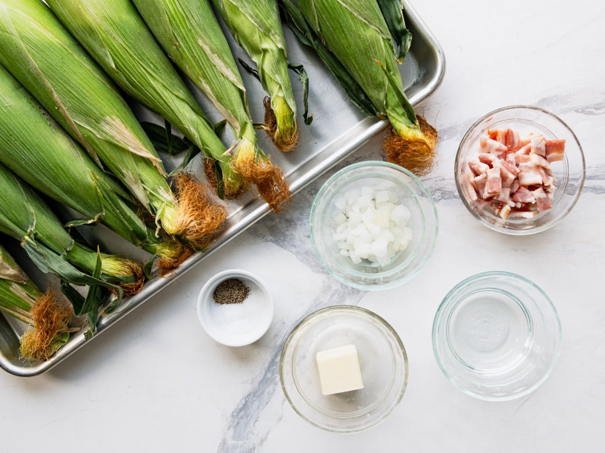 Ingredients for a southern fried corn recipe.