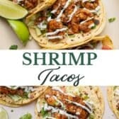 Long collage image of easy shrimp tacos.
