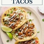 Collage image of easy shrimp tacos with a text title box at the top.