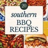Collage image of Southern bbq recipes.