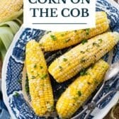 How to cook corn on the cob collage image with text.