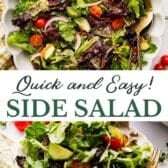 Long collage image of a side salad.