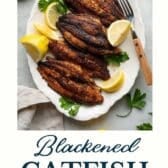 Blackened catfish with a text title at the bottom.