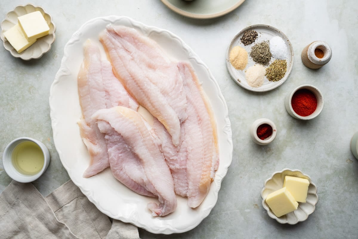 Ingredients for a blackened catfish recipe.