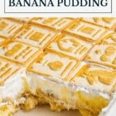 Chessman banana pudding with a text title box at the top.