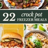 Collage image of Crock Pot freezer meals.