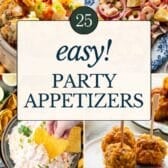 Collage image of easy appetizers for a crowd.