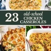 Collage image of old school chicken casseroles.